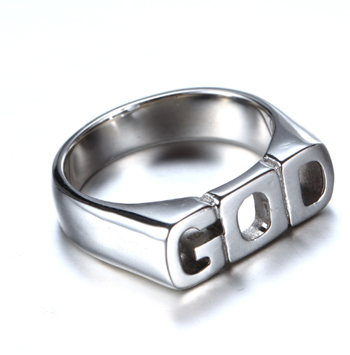 Anillo de Titanio de Acero Inoxidable con grabado (GOD)