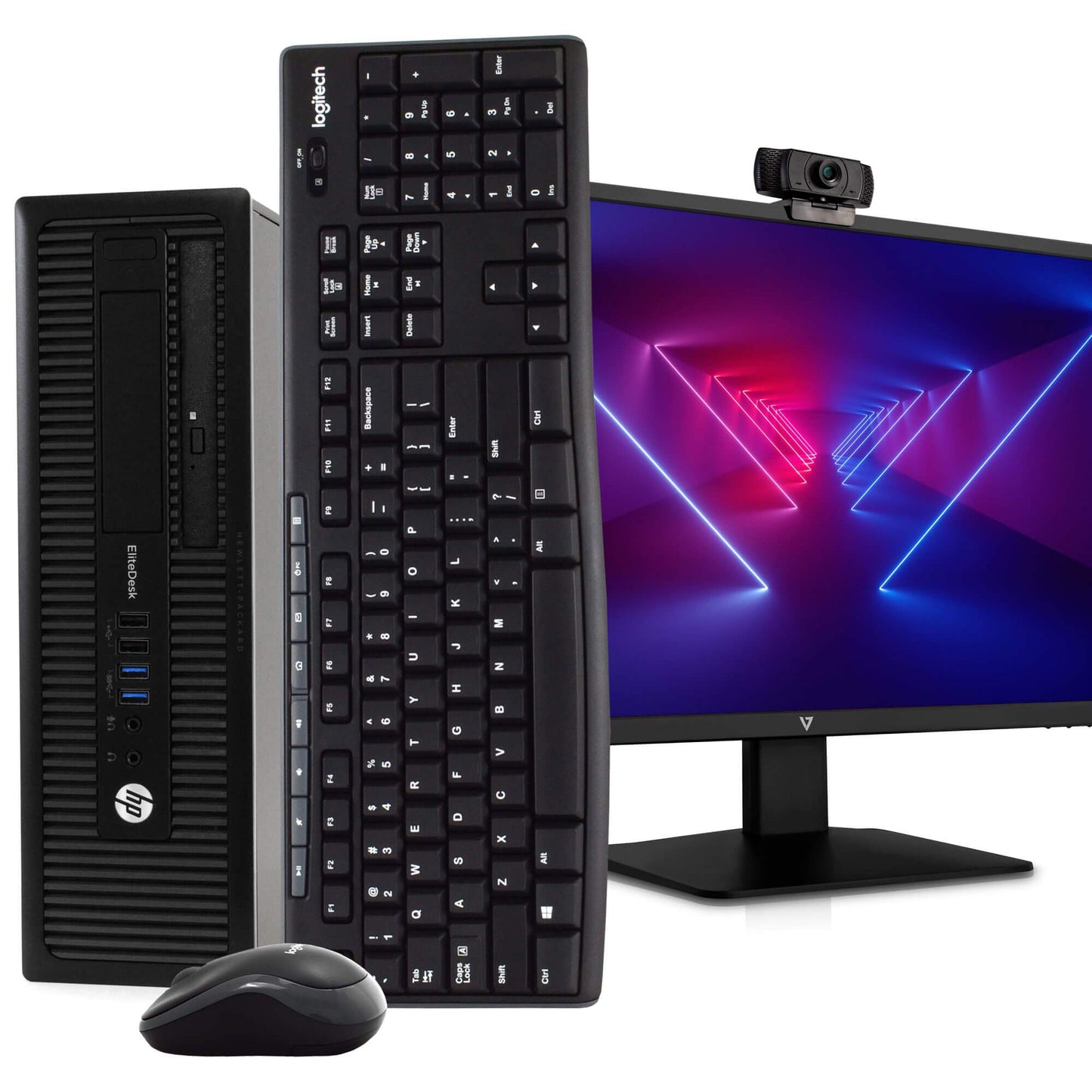 Computadora de Escritorio HP 800 G1 PC Intel i5 8GB RAM SSD 240GB Windows 10 Pro Nuevo Monitor LED FHD de 23.6 Pulgadas Nueva Webcam 1080p Nuevo Pendrive de 16GB Teclado y Ratón Inalámbricos DVD WiFi (Renovado)
