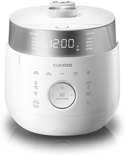 CUCKOO CRP-LHTR0609F | arrocera de 6 Tazas (sin cocer) Cocinador a Inducción de Doble Presión | 16 Opciones de Menú: Vapor Alto/Baja Presión y Más Olla Interna de Acero Inoxidable Fabricado en Corea | Blanco - (Renovado)