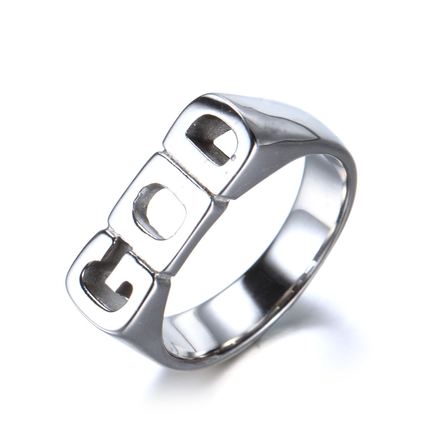 Anillo de Titanio de Acero Inoxidable con grabado (GOD)