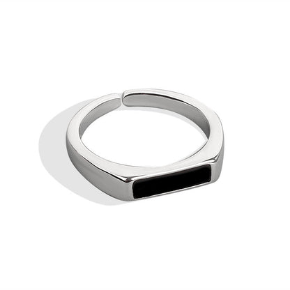 Anillo Negro de Plata Esterlina con Diseño de Viento Fresco